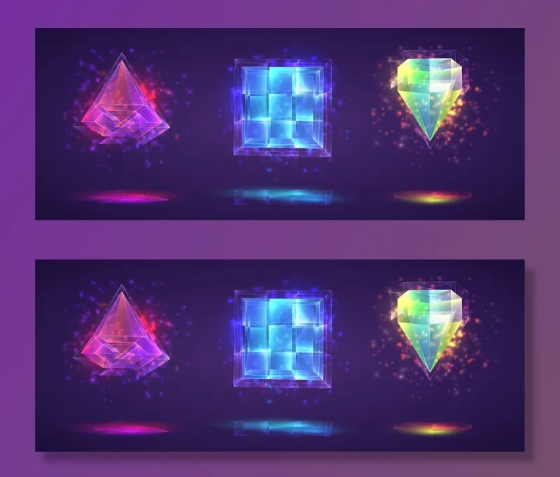 一套魔法水晶。亮虹成品宝石eps,ai矢量模版下载