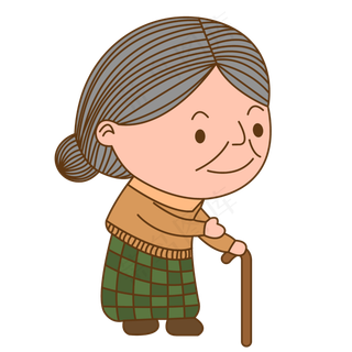 手绘矢量重阳节老奶奶人物形象