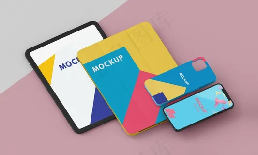 平板电脑和手机壳模型样机的布置