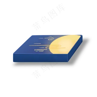 中秋节蓝色礼盒手绘