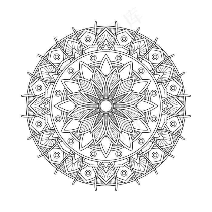 抽象曼荼罗蔓藤色书页插图。t恤。花卉壁纸背景