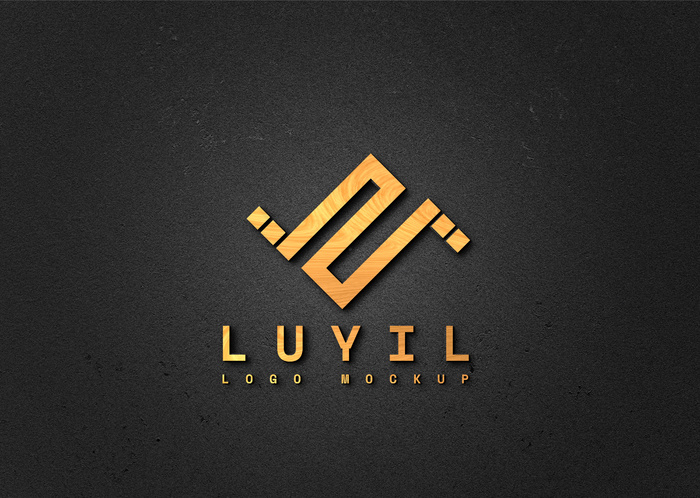 黑色混凝土墙上的木制3d标志模型样机