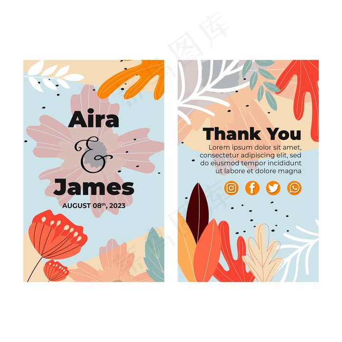 花卉结婚卡模板