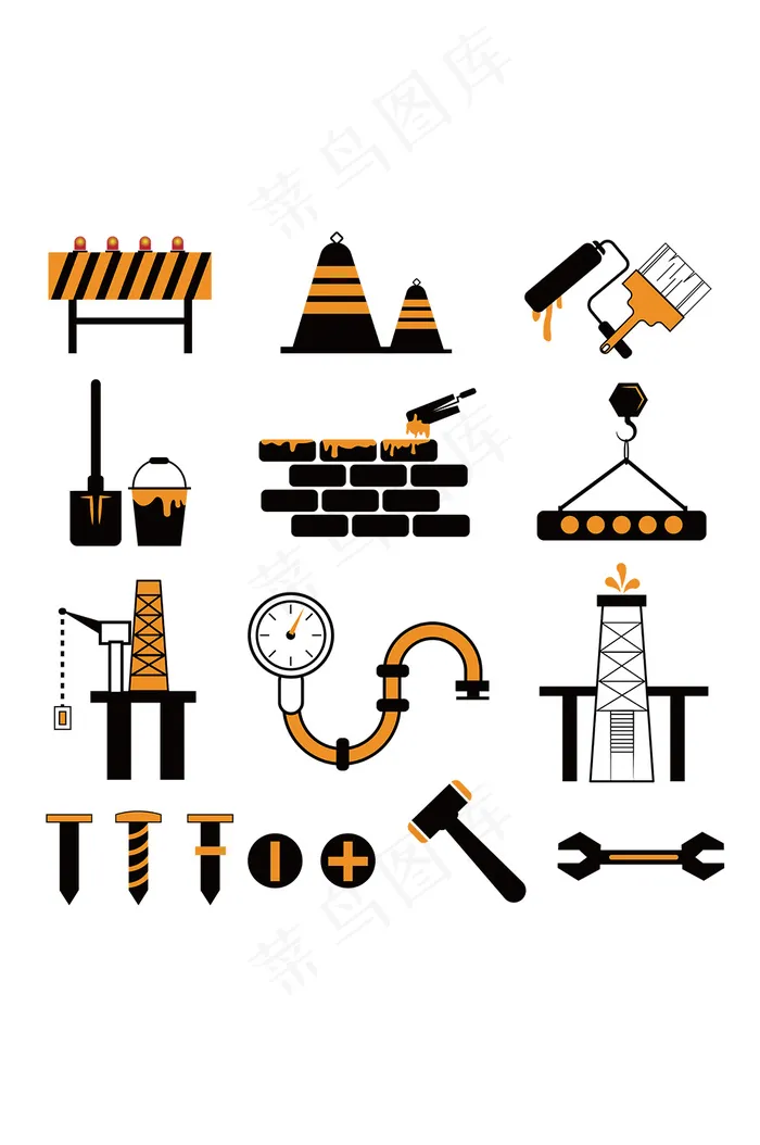 矢量施工工程图标ai矢量模版下载