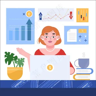 在办公桌旁工作的女商人