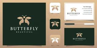 美丽的脸和蝴蝶标志的概念和名片的灵感