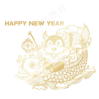 创意2021金色牛年贴纸