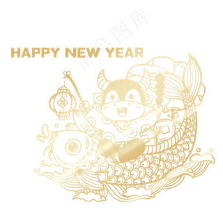 创意2021金色牛年贴纸