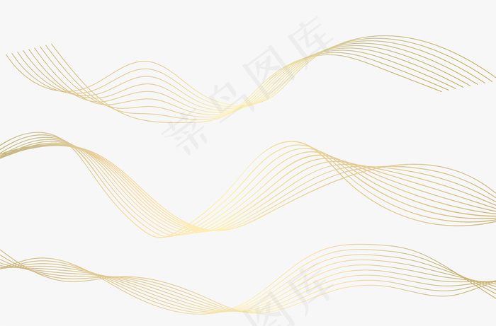 一组金色的波浪线。eps,ai矢量模版下载