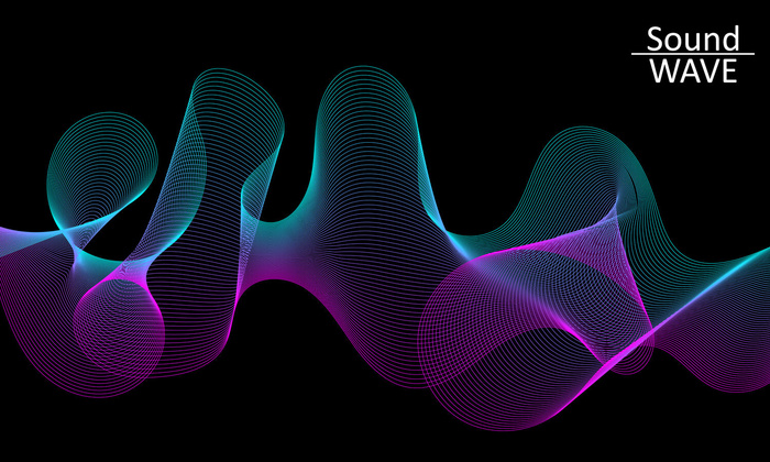 声波。抽象的三维形状。流动。