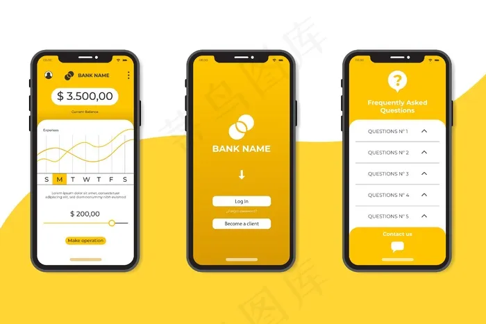 极简银行应用程序界面模板eps,ai矢量模版下载