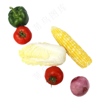 甜椒西红柿娃娃菜玉米蔬菜组合