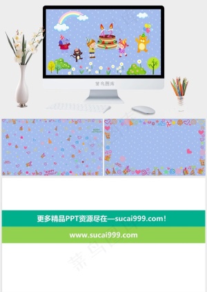 蓝色卡通风PPT模板预览图