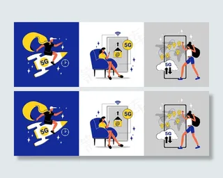 具有人字火箭和智能手机平面隔离图的高速 5g 互联网设计概念