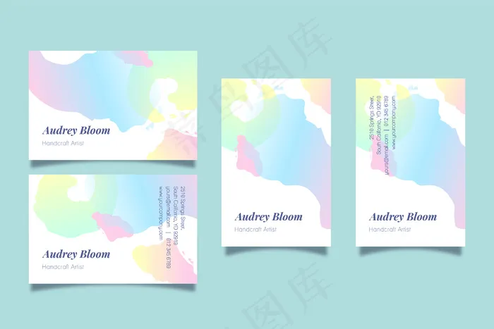 带有抽象粉彩污渍的名片模板eps,ai矢量模版下载