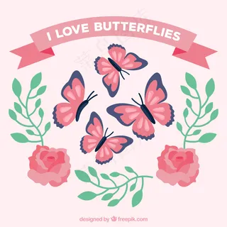 蝴蝶和玫瑰的叶子背景