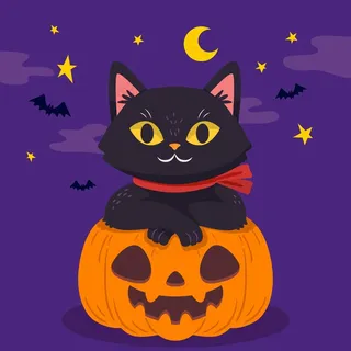 手绘图案万圣节猫