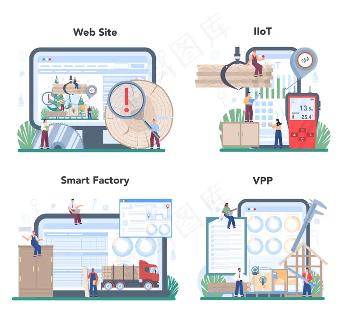 木业在线服务或平台集eps,ai矢量模版下载