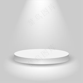 逼真的竞赛舞台，空的白色讲台，展示产品的位置，获胜者领奖台或灰色背景的舞台，