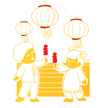 红金牛年童男童女