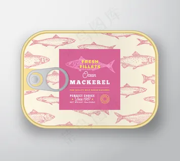 罐头鱼标签模板。