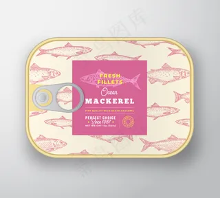罐头鱼标签模板。