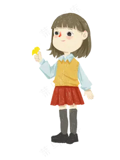 玩银杏叶的小女孩 玩银杏叶的小女孩
