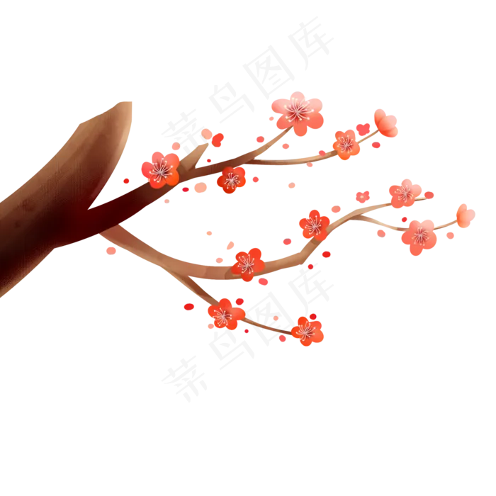 树枝上散落的梅花(2000X2000(DPI:300))psd模版下载