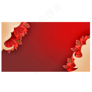 花卉祥云金色边角