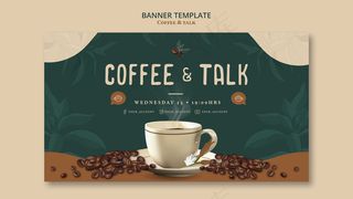Coffee and talk横幅banner模板设计