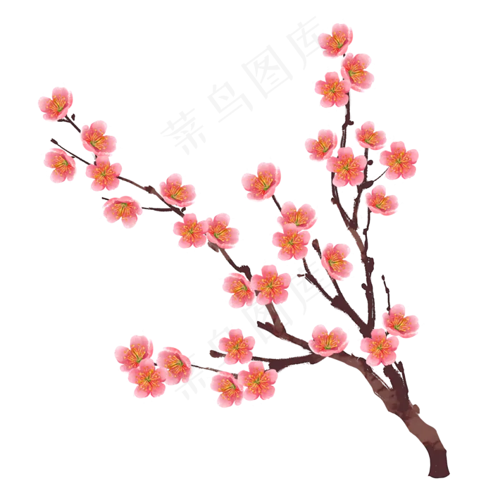 中国风红梅花枝(2000X2000(DPI:299))psd模版下载
