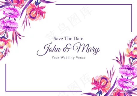 结婚请柬彩花相框卡