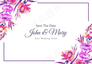 结婚请柬彩花相框卡