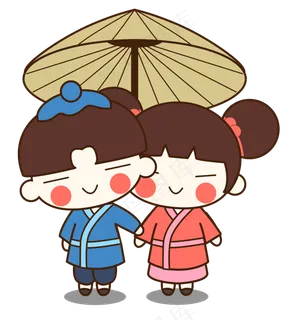 七夕表白在一起可爱卡通矢量免扣