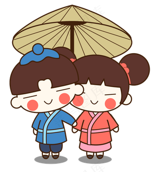 七夕表白在一起可爱卡通矢量免扣