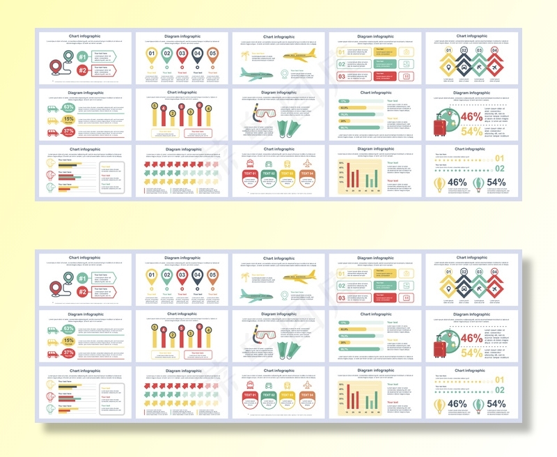 捆绑旅游度假信息图形演示幻灯片模板