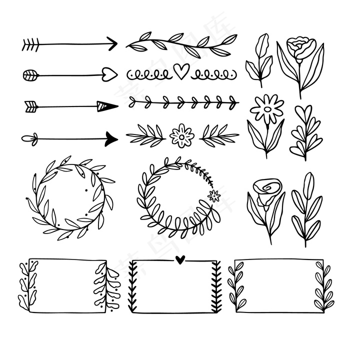 手绘装饰元素包eps,ai矢量模版下载