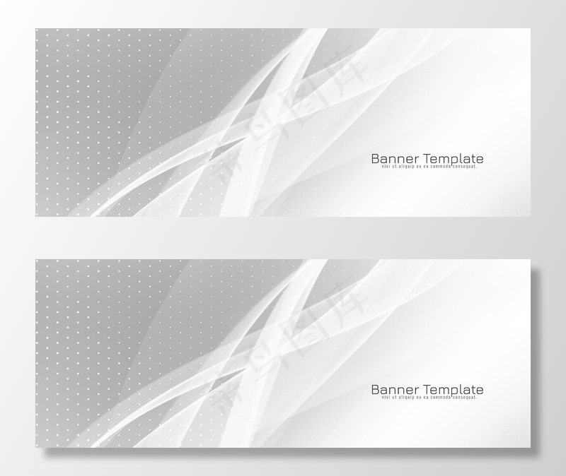 优雅波浪式灰色横幅banner设计矢量