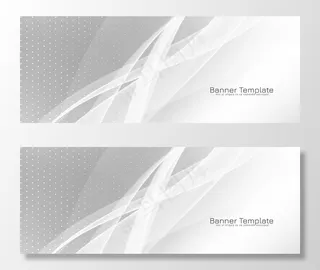 优雅波浪式灰色横幅banner设计矢量