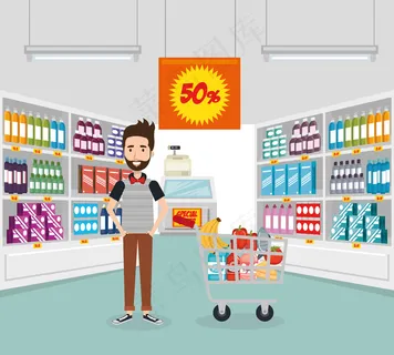 带购物车的消费者 带购物车的消费者