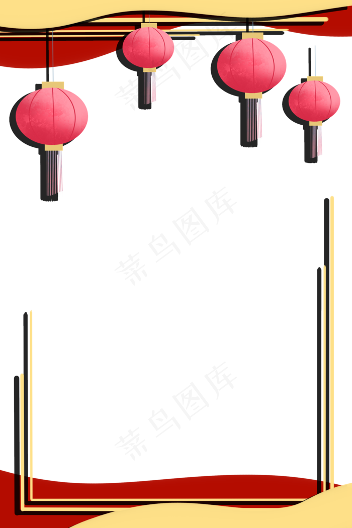 中秋节剪纸立体花灯元素装饰边框(2000X3000(DPI:96))psd模版下载
