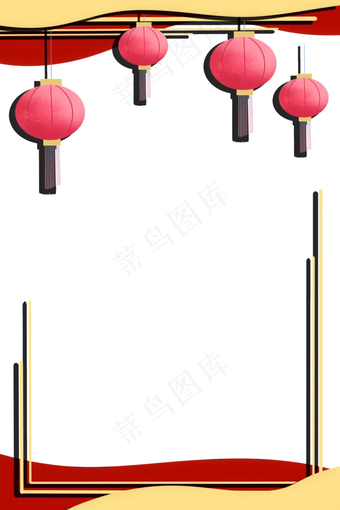 中秋节剪纸立体花灯元素装饰边框(2000X3000(DPI:96))psd模版下载