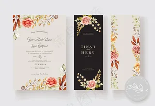 手绘水彩花卉结婚卡