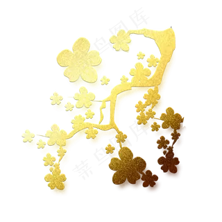 梅花金箔素材元素