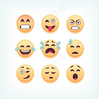 一组表情符号，白色背景上的表情符号，插图。