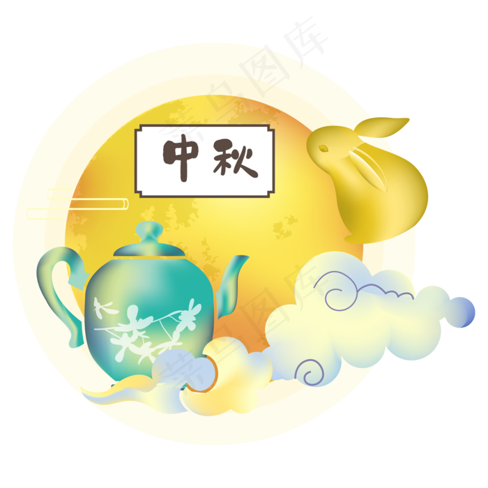 中秋祥云月亮装饰(2000X2000(DPI:300))ai矢量模版下载