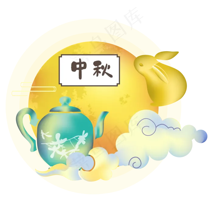 中秋祥云月亮装饰(2000X2000(DPI:300))ai矢量模版下载