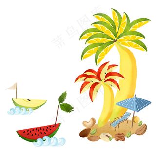 手绘水果 香蕉船