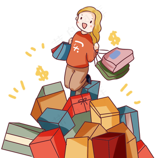 手绘卡通双十一购物节