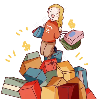 手绘卡通双十一购物节